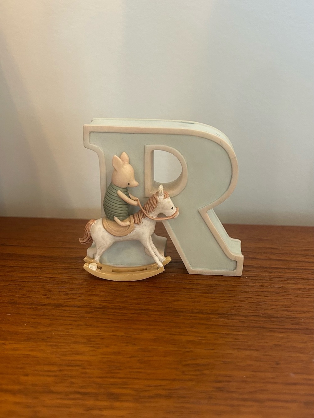 Disney Nursery Letter R Figurine with Piglet and Rocking Horse Baby or Kids Room